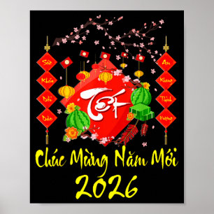 Póster Año Nuevo Lunar Vietnamita 2026 Tet Viet Chuc Mung