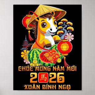 Póster Año Nuevo Lunar Vietnamita Chuc Mung Nam Moi 2026