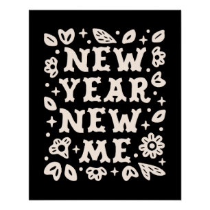 Póster Año nuevo me resoluciones estética de bruja negra