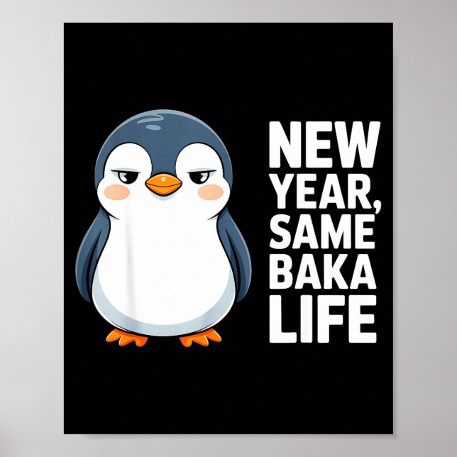 Póster Año Nuevo, misma vida de Baka, divertido estilo an (Frente)