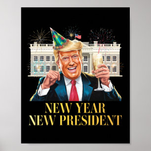 Póster Año Nuevo Presidente Funny Trump Año Nuevo Eve P