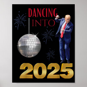Póster Año Nuevo Trump baila en el conteo de Fiestas dive