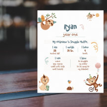 Año salvaje Un Poster de hitos con animales zoológ