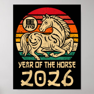 Póster Año Vintage del Caballo Año Nuevo Chino 2026 Zo