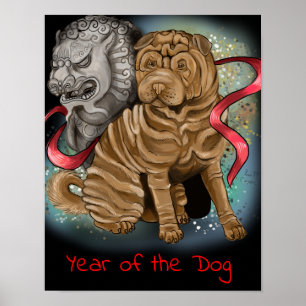 Póster Año zodiaco chino del perro