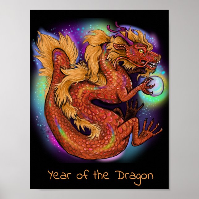 Póster Año zodiaco del dragón chino (Frente)