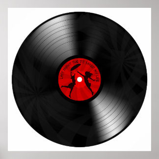 Póster Anoche El DJ Salvó Mi Vida Vinyl Record Negro