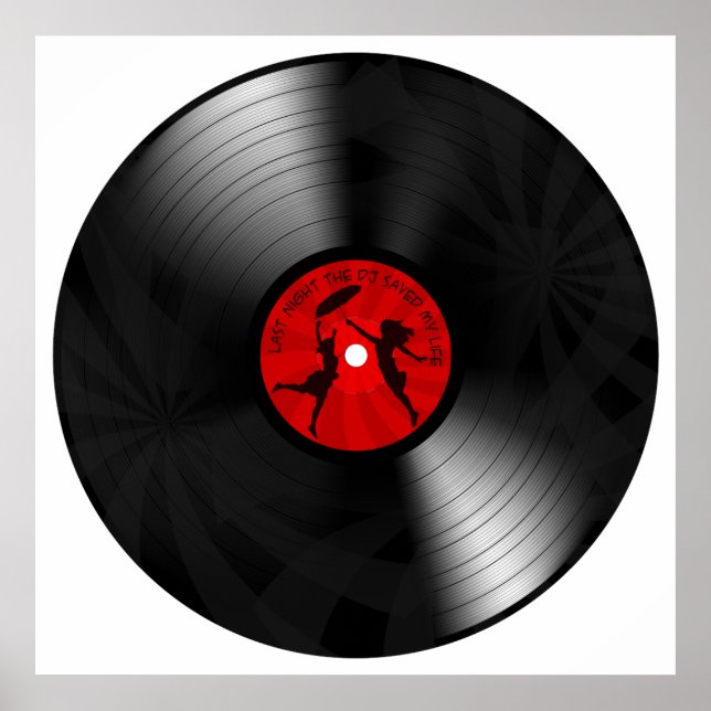 Póster Anoche El DJ Salvó Mi Vida Vinyl Record Negro (Frente)