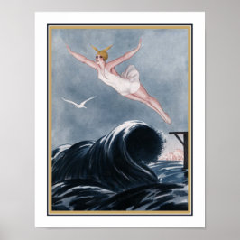 Póster Años 20. Art Deco "Volando sobre las olas"