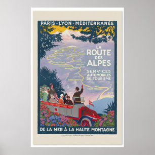 Póster Años 20 La Route Des Alpes Estilo Vintage Francés