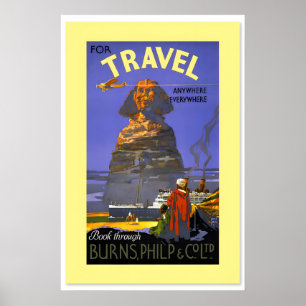 Póster Años 30 Burns, Philp & Co. Para Viajes a Egipto
