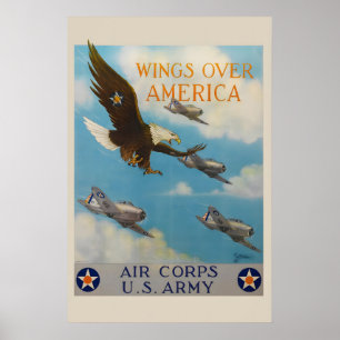 Póster Años 40 Wings Over America Ejército del Aire de EE