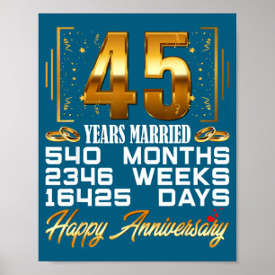 Póster Años 45 Casados Aniversario de Bodas 45