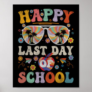 Póster Años 70 Feliz último día de clases Groovy Teachers