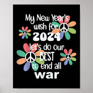 Póster Años nuevos deseamos que 2024 termine la guerra -d