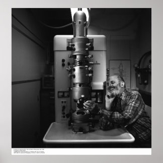 Póster Ansel Adams con microscopio electrónico, abril de