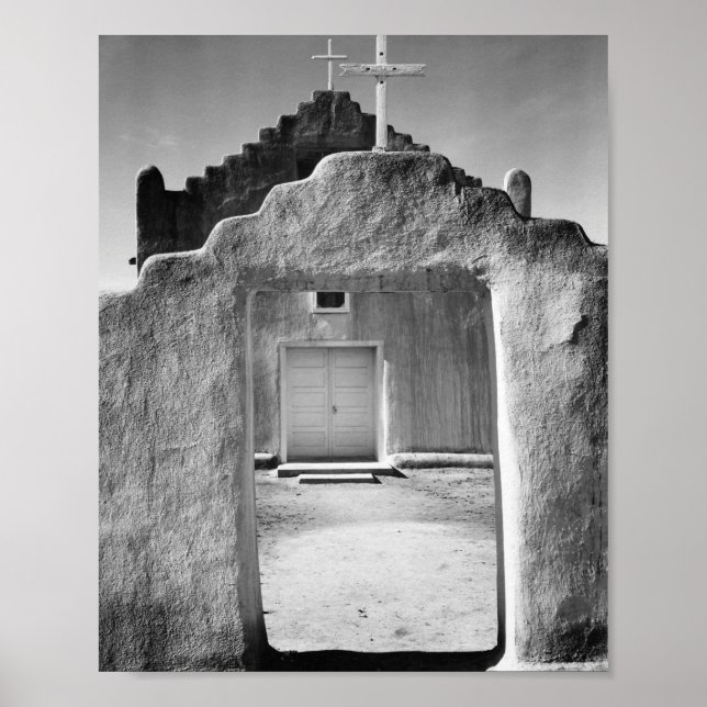 Póster Ansel Adams - Entrada a la Iglesia - Nuevo México (Frente)