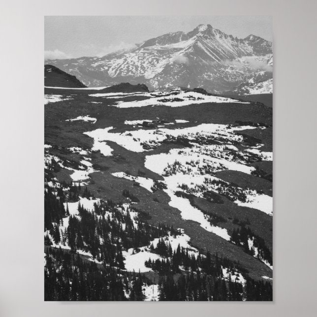 Póster Ansel Adams - La montaña rocosa más alta de larga  (Frente)