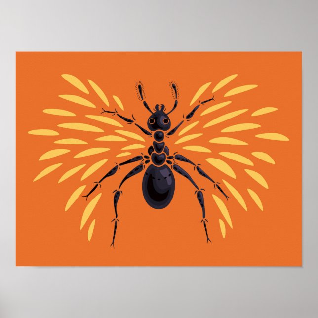 Póster Ant Lover Insect Art Naranja Entomología (Frente)