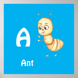 Póster Ant personalizar ABC: Letra A - Añadir tu nombre