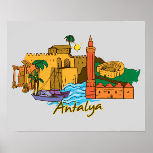 Póster Antalya, ciudad famosa de Turquía
