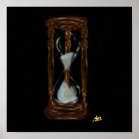 antaño reloj de arena sobre el lienzo negro