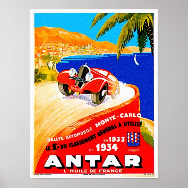 Póster Antar Gas ~ Vintage Auto Road Race Ad (Frente)