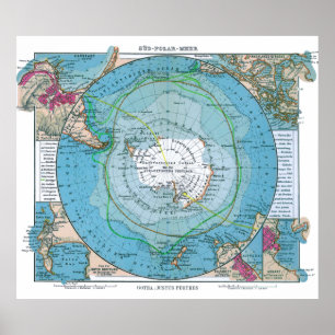 Póster " Antarktis: 1906 - Südpolar Meer Karte (deutsch)