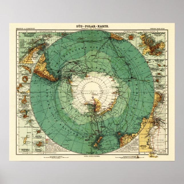 Póster AntártidaMapa panorámicoAntártida (Frente)