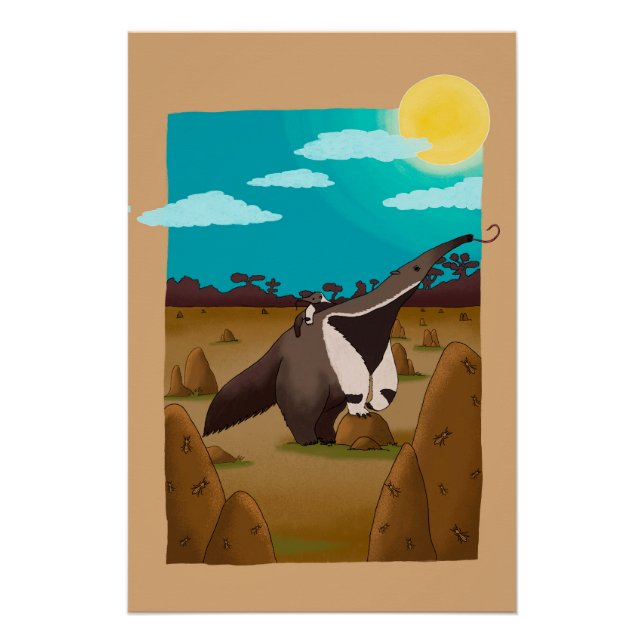 Póster Anteater and the Cerrado - Brazilian Animals (Anverso)