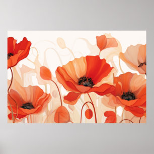Póster Antecedentes adornos rojos y pintura naranja