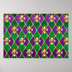 Póster Antecedentes de joyas Mardi Gras