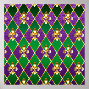 Póster Antecedentes de joyas Mardi Gras