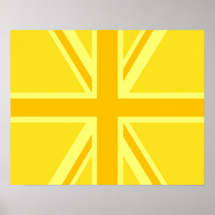 Póster Antecedentes de la bandera británica amarilla