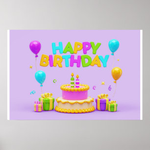 Póster Antecedentes El Arcoiris Feliz Cumpleaños