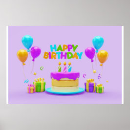 Póster Antecedentes El Arcoiris Feliz Cumpleaños