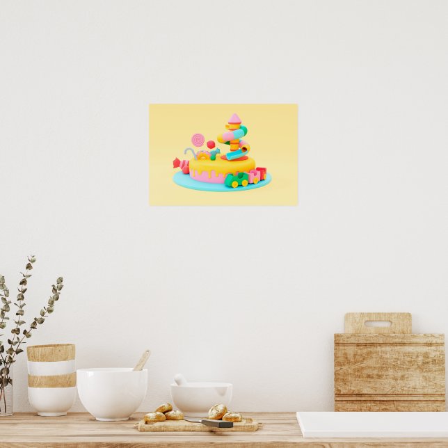 Póster Antecedentes El Arcoiris Feliz Cumpleaños (Cocina)