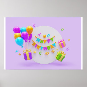 Póster Antecedentes El Arcoiris Feliz Cumpleaños