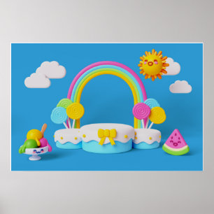 Póster Antecedentes El Arcoiris Feliz Cumpleaños