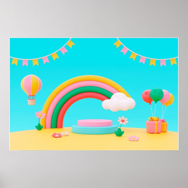 Póster Antecedentes El Arcoiris Feliz Cumpleaños (Frente)