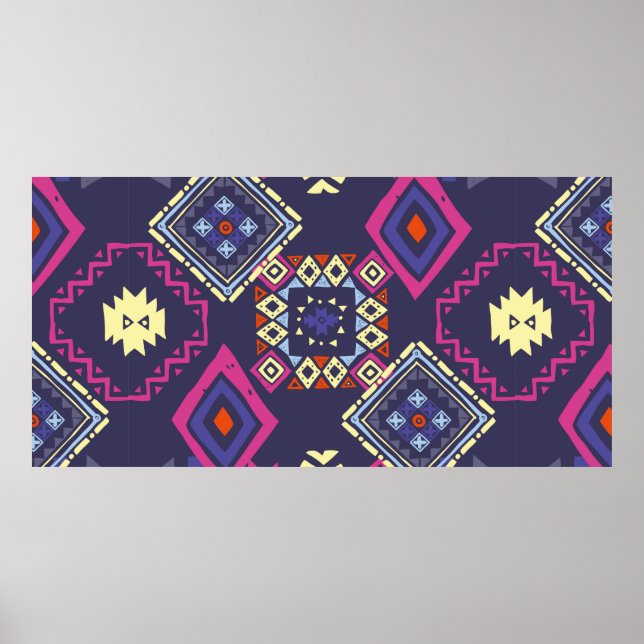 Póster Antecedentes étnicos tribales. Geometría primitiva (Frente)