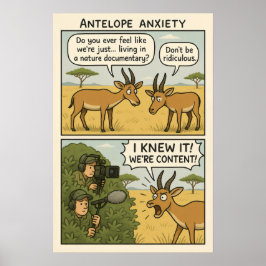 Póster Antelope Anxiety Comic - Nature Documental Humor