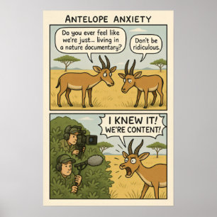 Póster Antelope Anxiety Comic - Nature Documental Humor