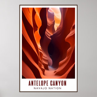 Póster Antelope Canyon Navajo Nación Art Deco AZ Viajes