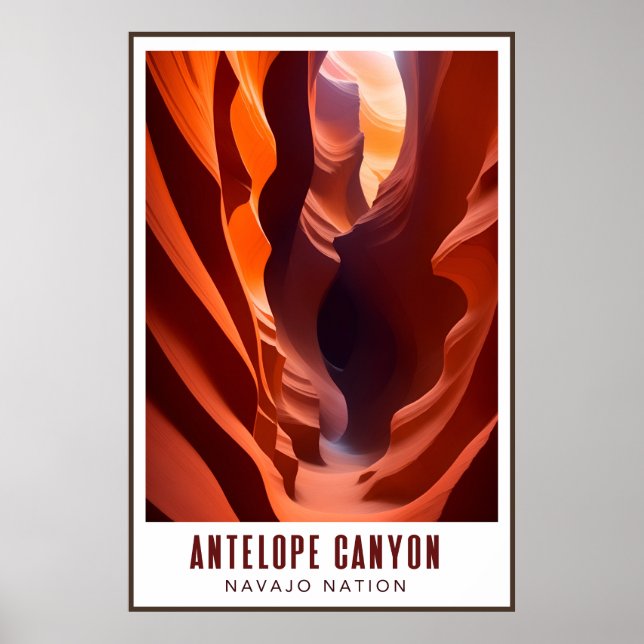 Póster Antelope Canyon Navajo Nación Art Deco AZ Viajes (Frente)