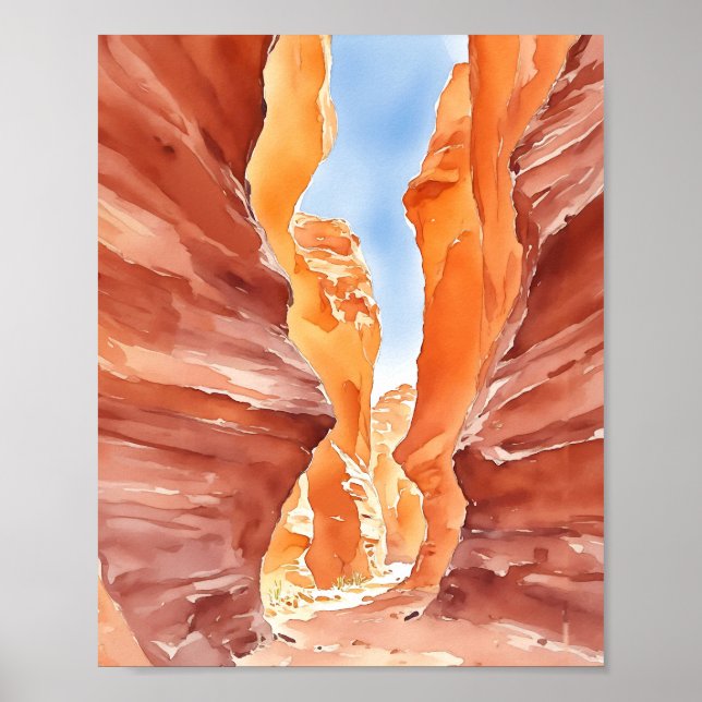 Póster Antelope Canyon Red Rock Watercolor (Frente)