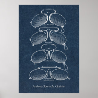 Póster Anteojos Vintage Médica de ojos o oficina de óptic