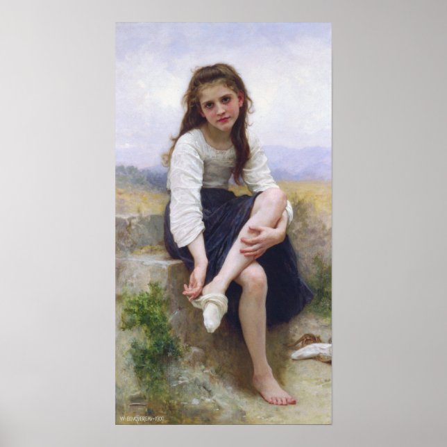 Póster Antes del baño, por William Bougereau (Frente)
