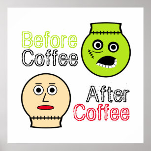 Póster Antes del café, después del café, Monstruo del caf