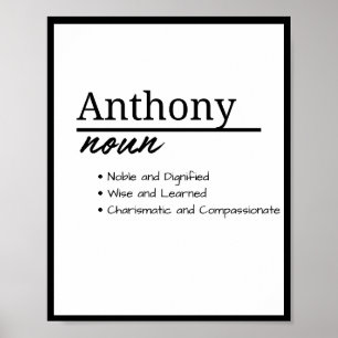 Póster Anthony, definición de nombre personalizado del ni